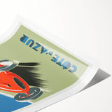 Retro Côte d'Azur Travel Poster – Vintage Racing Car Art