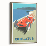 Retro Côte d'Azur Travel Poster – Vintage Racing Car Art