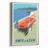Retro Côte d'Azur Travel Poster – Vintage Racing Car Art