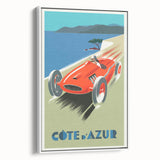 Retro Côte d'Azur Travel Poster – Vintage Racing Car Art