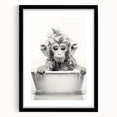 Bathroom Wall Art - Adorable Monkey Bath Scene Minimalist Decor