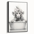 Bathroom Wall Art - Adorable Monkey Bath Scene Minimalist Decor