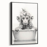 Bathroom Wall Art - Adorable Monkey Bath Scene Minimalist Decor