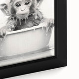 Bathroom Wall Art - Adorable Monkey Bath Scene Minimalist Decor
