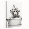 Bathroom Wall Art - Adorable Monkey Bath Scene Minimalist Decor