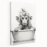 Bathroom Wall Art - Adorable Monkey Bath Scene Minimalist Decor