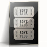 Boys Club Ticket Wall Art – Kids Wall Art Prints for Playroom