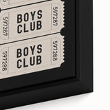 Boys Club Ticket Wall Art – Kids Wall Art Prints for Playroom