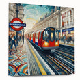 Acrylic print of London skyline in muted blue tones, ideal for dining room decor.
