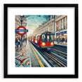 Extra large abstract art print of colorful London scenery on textured canvas, ideal for living room decor.