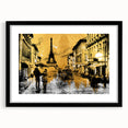 Extra large framed abstract print of a colorful Parisian scene on textured art paper, ideal for living room decor.