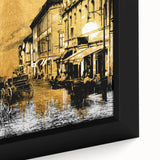 Extra large framed canvas depicting a black and colorful textured Paris skyline, ideal for living room decor.