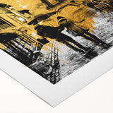 Art deco poster of Paris skyline in muted blue tones on rolled canvas, suitable for dining room wall art.