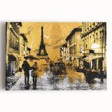 Black and white large art print of Paris skyline on stretched canvas, ideal for kitchen wall art or bedroom ambiance.