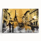 Black and white large art of Paris scenery on stretched canvas, ideal for kitchen wall art.
