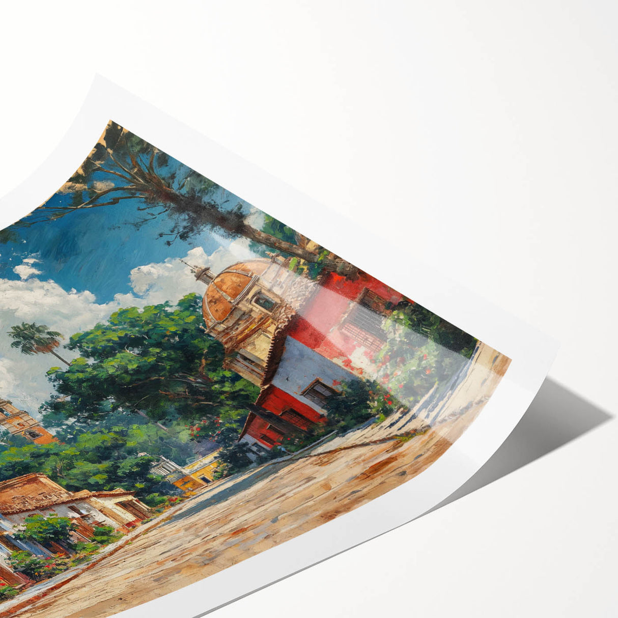 Extra large rolled print featuring line art flowers in muted earth tones, ideal for large living room wall art.