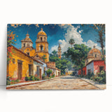 Black and white photo of Yucatan scenery on stretched canvas, ideal for kitchen wall art or bedroom ambiance.