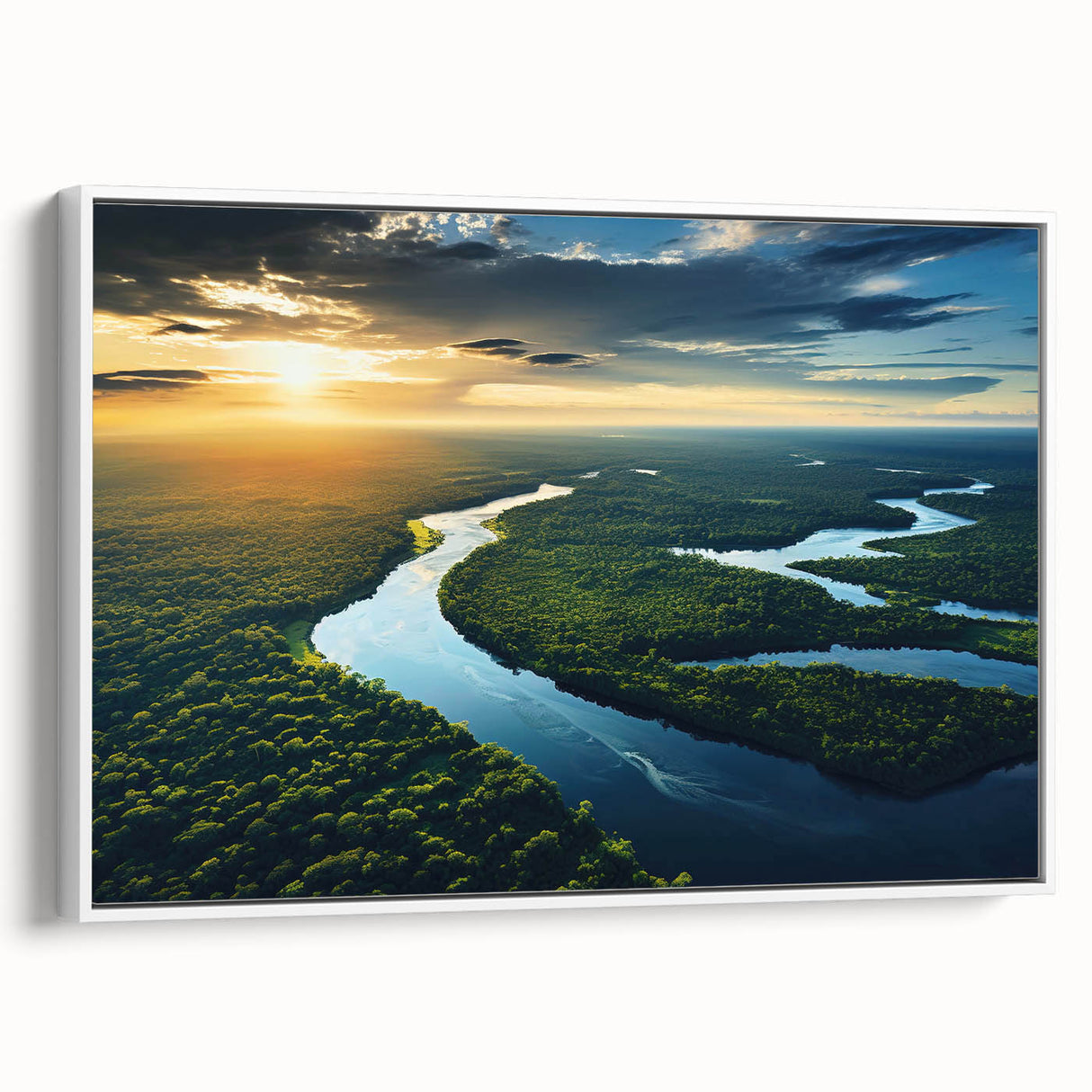 Vintage poster art of a colorful Brazilian landscape on a large framed canvas, ideal for living room decor.