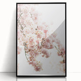 Large abstract wall art depicting spring season in pastel shades on a framed acrylic, suited for modern living room decor.