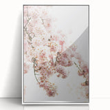 Art deco poster featuring a minimalist spring theme in pastel shades on a white acrylic framed print.