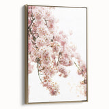 Vintage poster art of a spring landscape on framed canvas, with muted earth tones, ideal for bedroom wall decor.