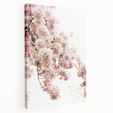 Spring-themed abstract art on stretched canvas featuring soft green and pink hues, ideal for kitchen wall art.