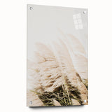 Large abstract wall art on acrylic glass depicting summer season in vibrant orange and yellow tones.