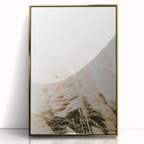 Mid-century modernist summer-themed acrylic print in gold frame, featuring vibrant seasonal colors.
