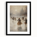 Extra large abstract art print with vibrant blue and white textured strokes on canvas, framed in black.