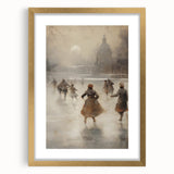 Extra large framed abstract art print featuring textured swirls in cool blue and white tones, suitable for living room decor.