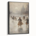 Winter landscape painting in black and white on framed canvas, ideal for bedroom wall decor.