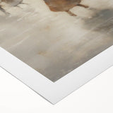 Art deco poster featuring a winter scene in muted blue and white tones, printed on rolled canvas.