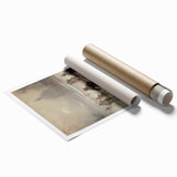 Extra large rolled print featuring a winter-themed floral design in muted blue and white tones.