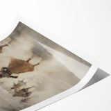 Extra large wall art featuring line art flowers in monochrome, ideal for large living room ambiance, rolled print format.