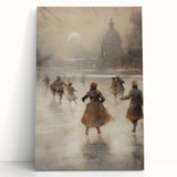 Winter tree silhouette in black and white on large stretched canvas, ideal for kitchen wall art or bedroom ambiance.