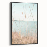 Black and white landscape painting on framed canvas depicting a serene summer scene, ideal for bedroom wall art.