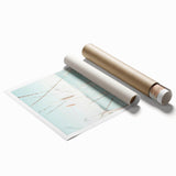 Extra large rolled canvas with a floral art design in pastel shades.