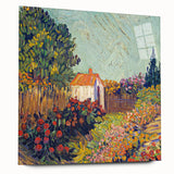 Large abstract wall art on acrylic, featuring swirling blue and yellow tones, suitable for bedroom or dining room decor.