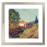 Extra large abstract art print with textured swirls in vibrant blue and yellow on a framed canvas.