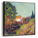 Black and white landscape painting on framed canvas, featuring a serene rural scene, ideal for bedroom wall decor.