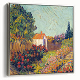 Framed canvas of a Van Gogh landscape painting with vibrant colors, ideal for living room decor.