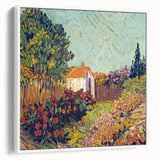 Extra large framed canvas featuring a vintage poster art of Van Gogh in colorful attire, ideal for living room decor.