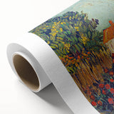 Art deco style poster of a starry night scene, with deep blue and yellow tones on rolled canvas, ideal for nursery wall art.