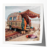 Large floral art print on glossy canvas, featuring soft pastel colors, ideal for dining room or bathroom decor.