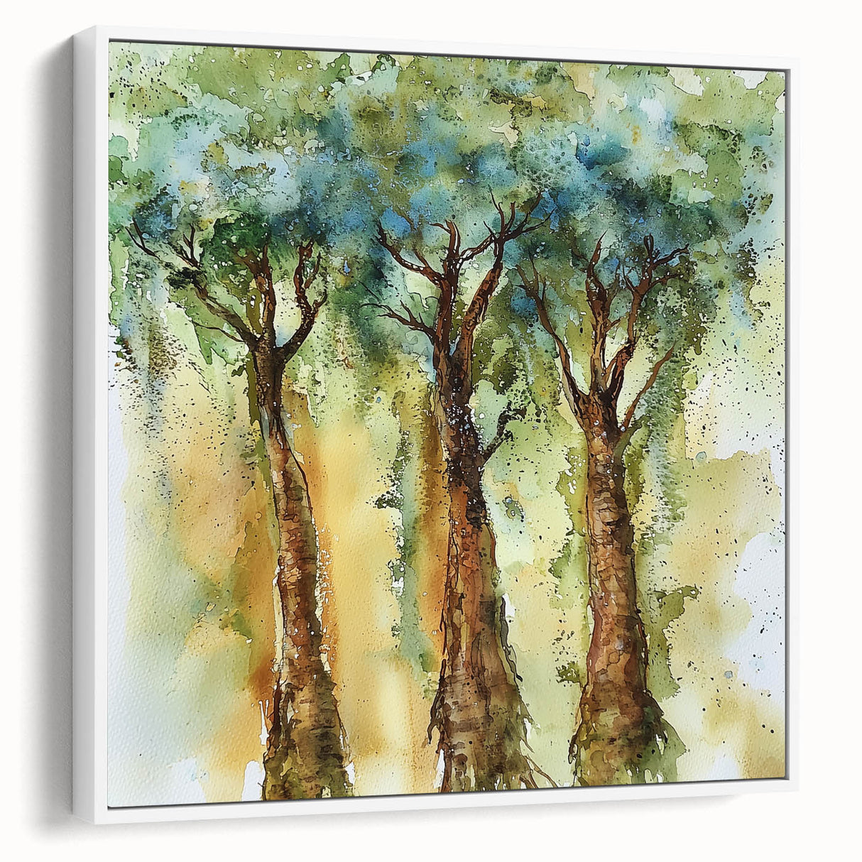 Nature-Inspired Canvas Wall Art - Watercolor Trees for Living Room