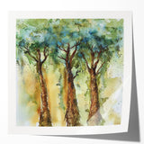 Nature-Inspired Canvas Wall Art - Watercolor Trees for Living Room