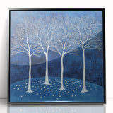 Abstract Canvas Wall Art - Winter Wonderland Tree Print