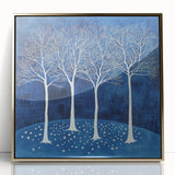 Abstract Canvas Wall Art - Winter Wonderland Tree Print