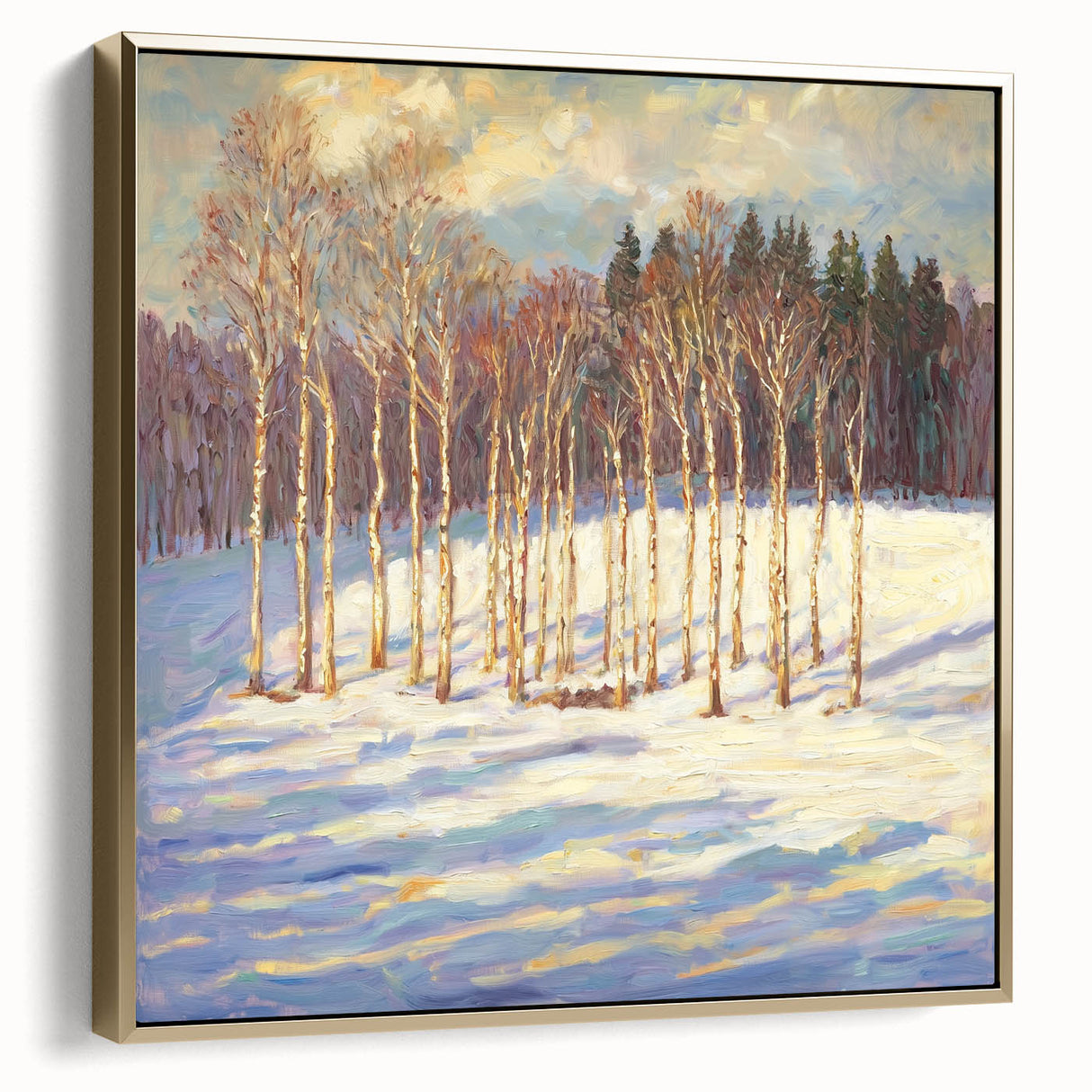 Golden Birch Winter Landscape Wall Art - Canvas & Framed Print