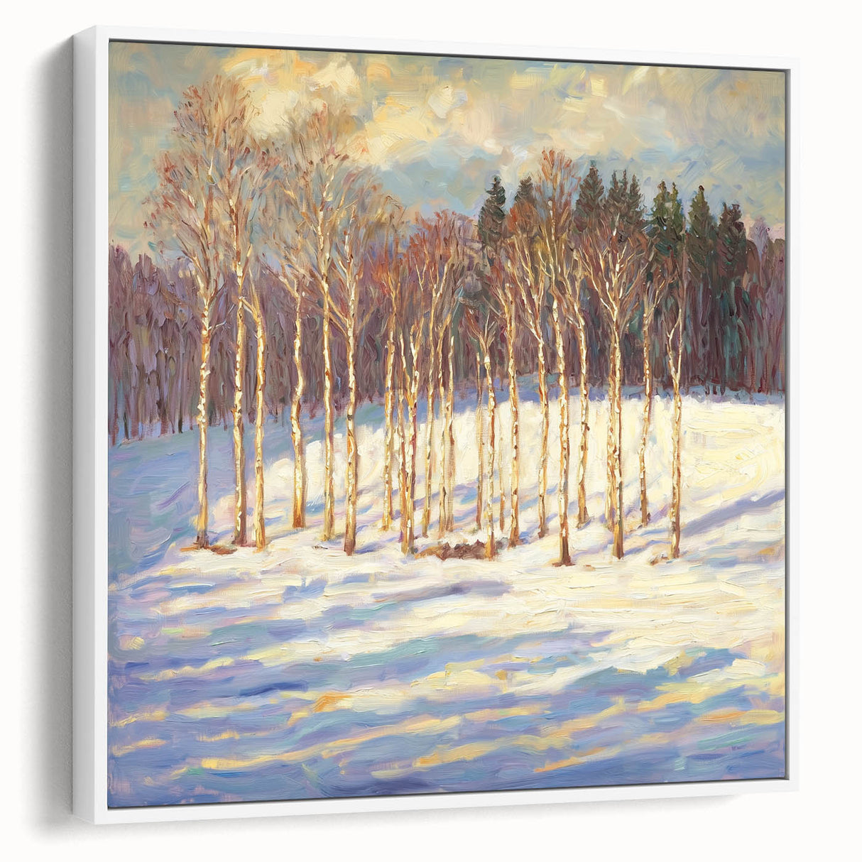 Golden Birch Winter Landscape Wall Art - Canvas & Framed Print